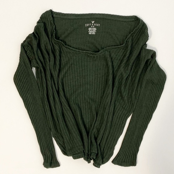 American Eagle Cropped DK Green Sweater - XS - Picture 6 of 6